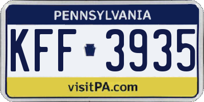 PA license plate KFF3935