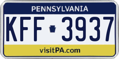 PA license plate KFF3937