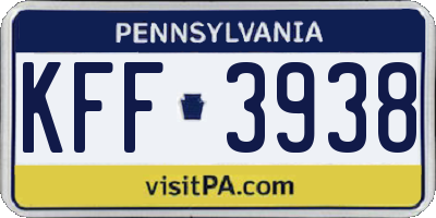PA license plate KFF3938