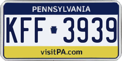 PA license plate KFF3939