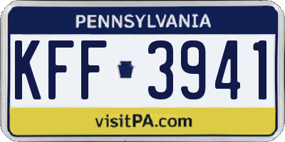 PA license plate KFF3941