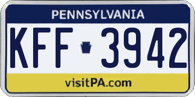 PA license plate KFF3942
