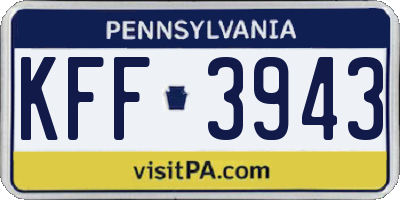PA license plate KFF3943