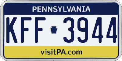PA license plate KFF3944