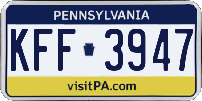 PA license plate KFF3947