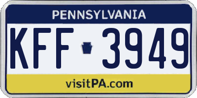 PA license plate KFF3949