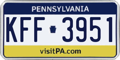 PA license plate KFF3951