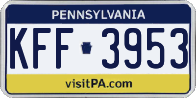 PA license plate KFF3953