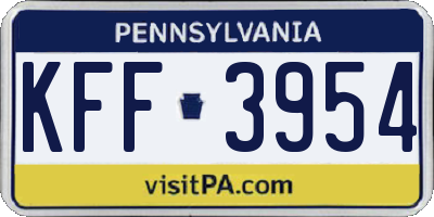 PA license plate KFF3954
