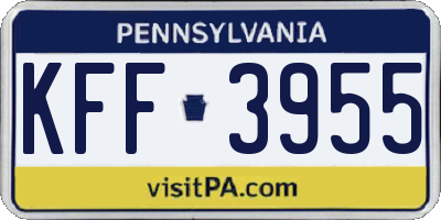 PA license plate KFF3955