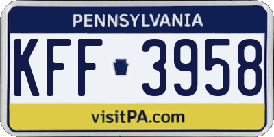 PA license plate KFF3958