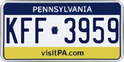PA license plate KFF3959