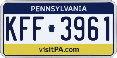 PA license plate KFF3961