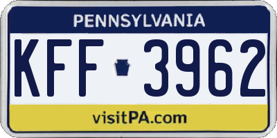 PA license plate KFF3962