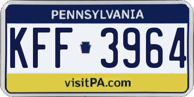 PA license plate KFF3964