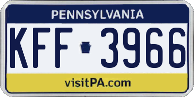 PA license plate KFF3966