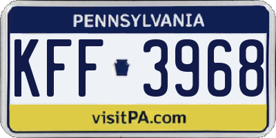 PA license plate KFF3968