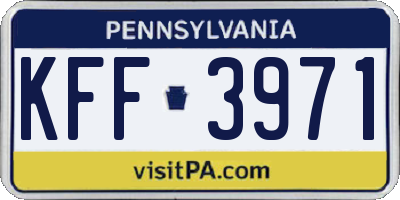 PA license plate KFF3971