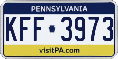 PA license plate KFF3973