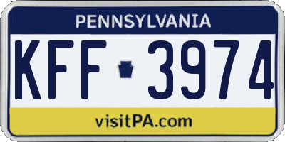 PA license plate KFF3974