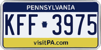 PA license plate KFF3975