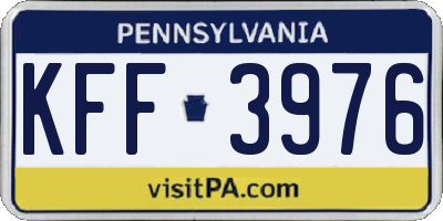 PA license plate KFF3976