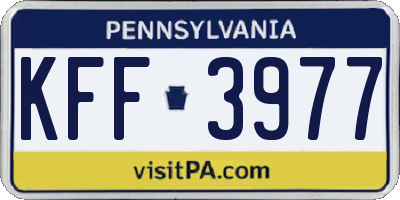 PA license plate KFF3977