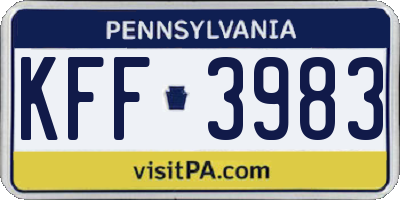 PA license plate KFF3983