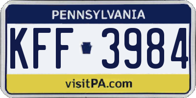 PA license plate KFF3984