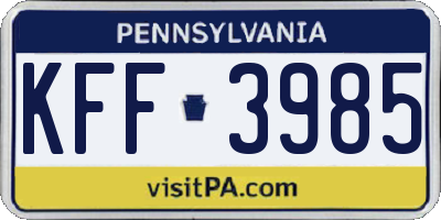 PA license plate KFF3985