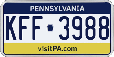 PA license plate KFF3988