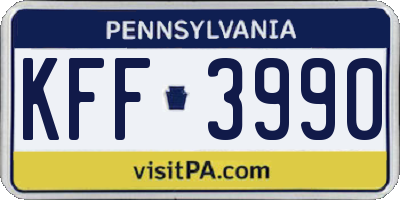 PA license plate KFF3990