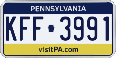 PA license plate KFF3991