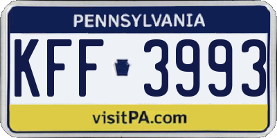 PA license plate KFF3993