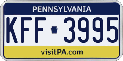 PA license plate KFF3995
