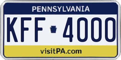 PA license plate KFF4000