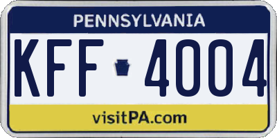 PA license plate KFF4004