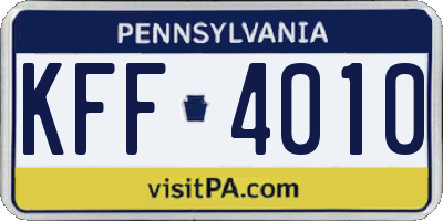PA license plate KFF4010