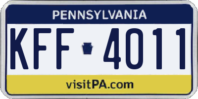 PA license plate KFF4011