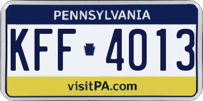 PA license plate KFF4013