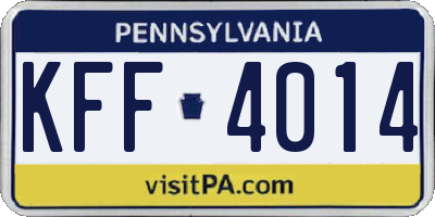 PA license plate KFF4014