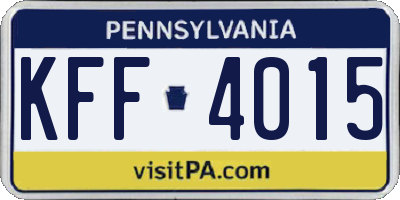 PA license plate KFF4015