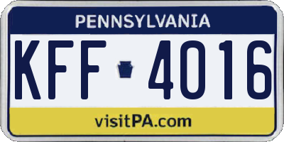 PA license plate KFF4016