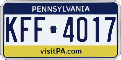PA license plate KFF4017