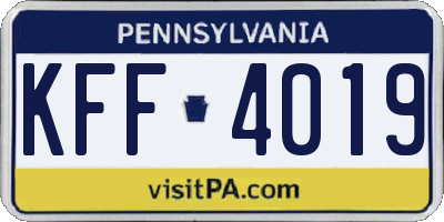 PA license plate KFF4019