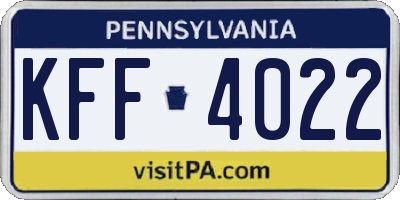 PA license plate KFF4022