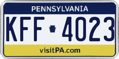 PA license plate KFF4023