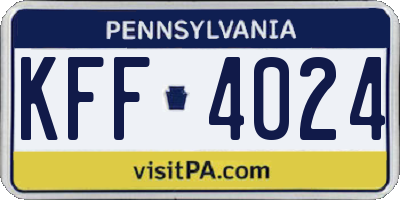 PA license plate KFF4024