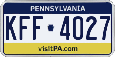 PA license plate KFF4027