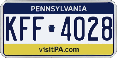 PA license plate KFF4028